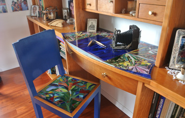 sedia blu con seduta