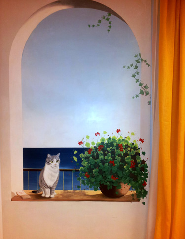 trompe l'oeil finestra con gatto
