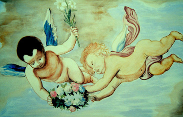 affresco su pannello puttini