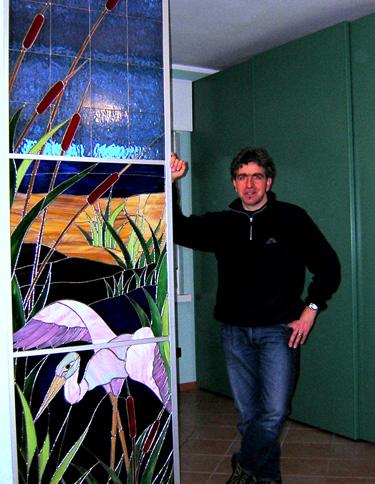 airone vetrata tiffany divisoria